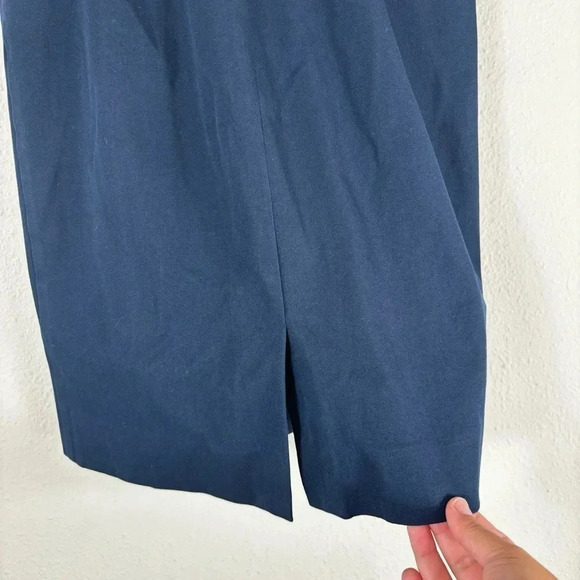 J. Crew Navy Blue Ladder Stitch Sheath Dress Bi-Stretch Cotton fully lined sz 0 - Picture 9 of 11